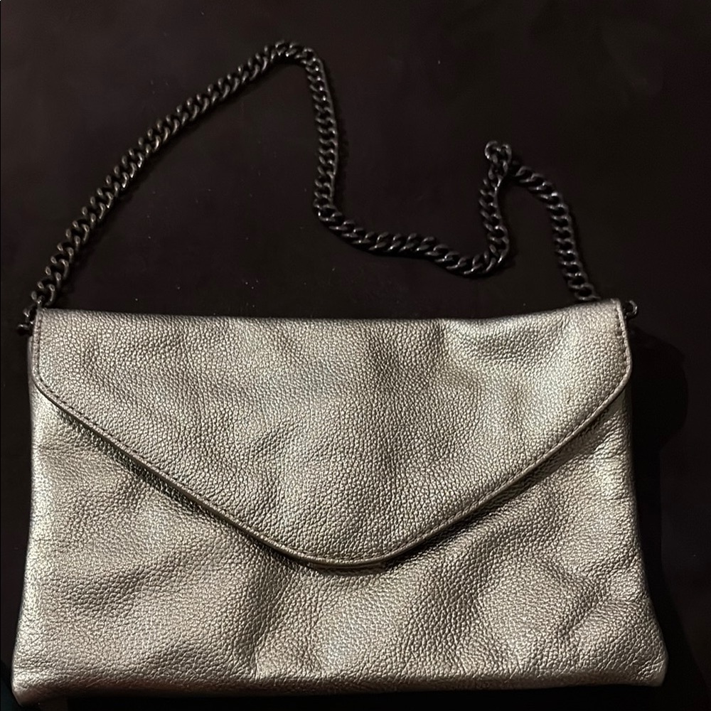 J. Crew Metallic Gold Clutch with Chain